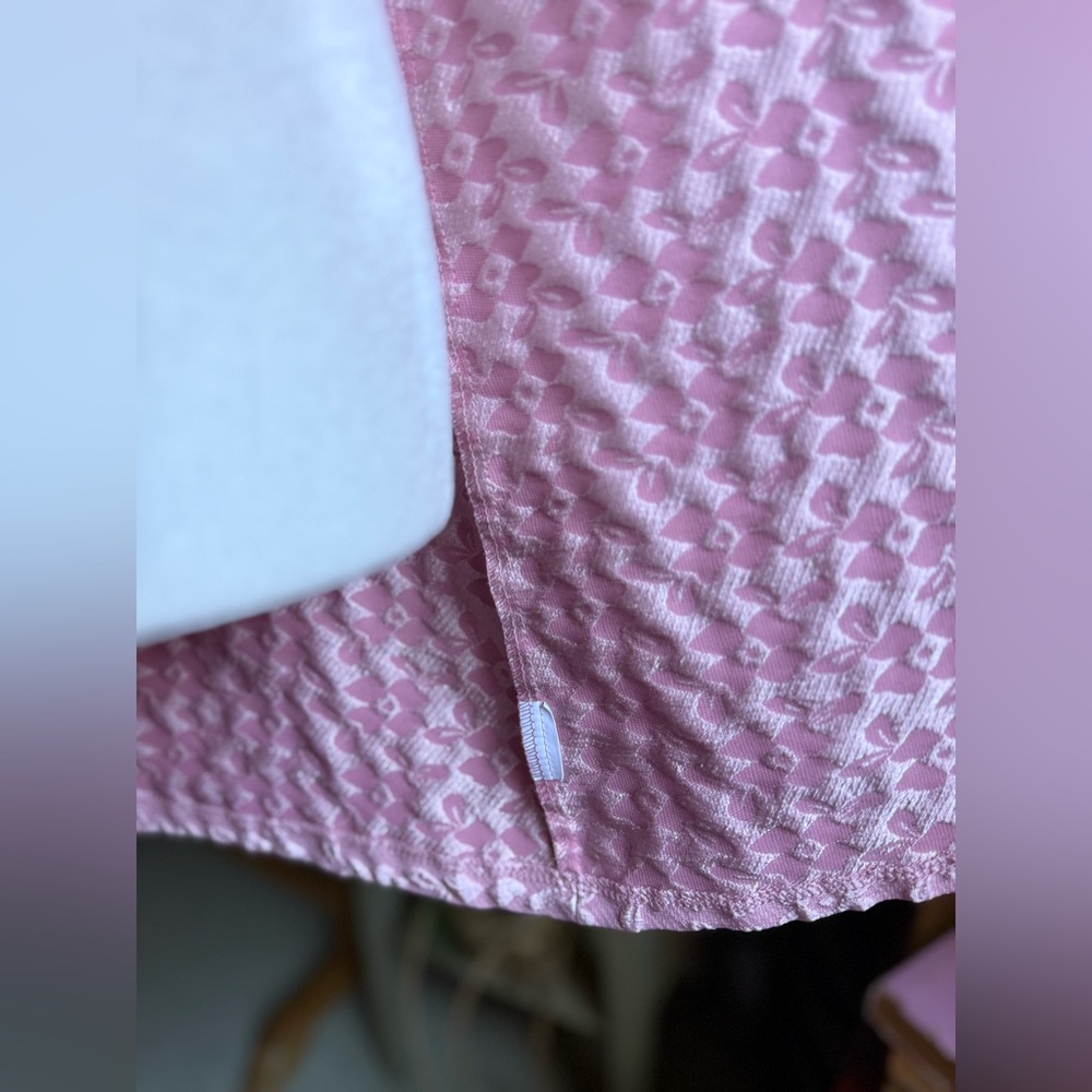 Pink Textured Long Line Open Front Mock Neck Blazer - Picture 7 of 9